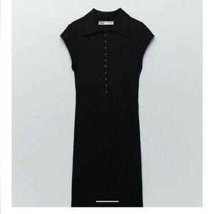 Zara black ribbed dress with collar short length